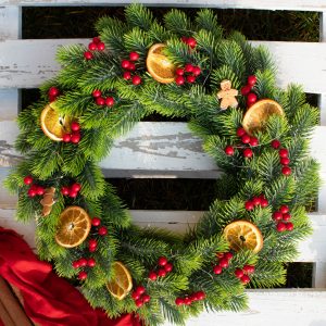 Wianek świąteczny – Suszona pomarańcza + mini pierniki nr 2, L