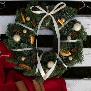 Wianek świąteczny żywy – WSTĄŻKA, S-M