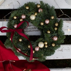 Wianek świąteczny żywy – BOMBKI, S-M