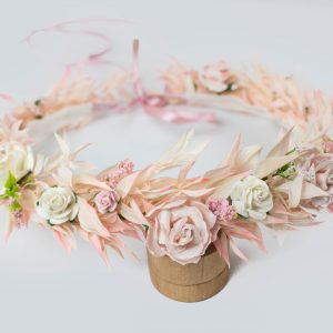 Romantyczny Wianek Ślubny na Głowę Panny Młodej z Różami