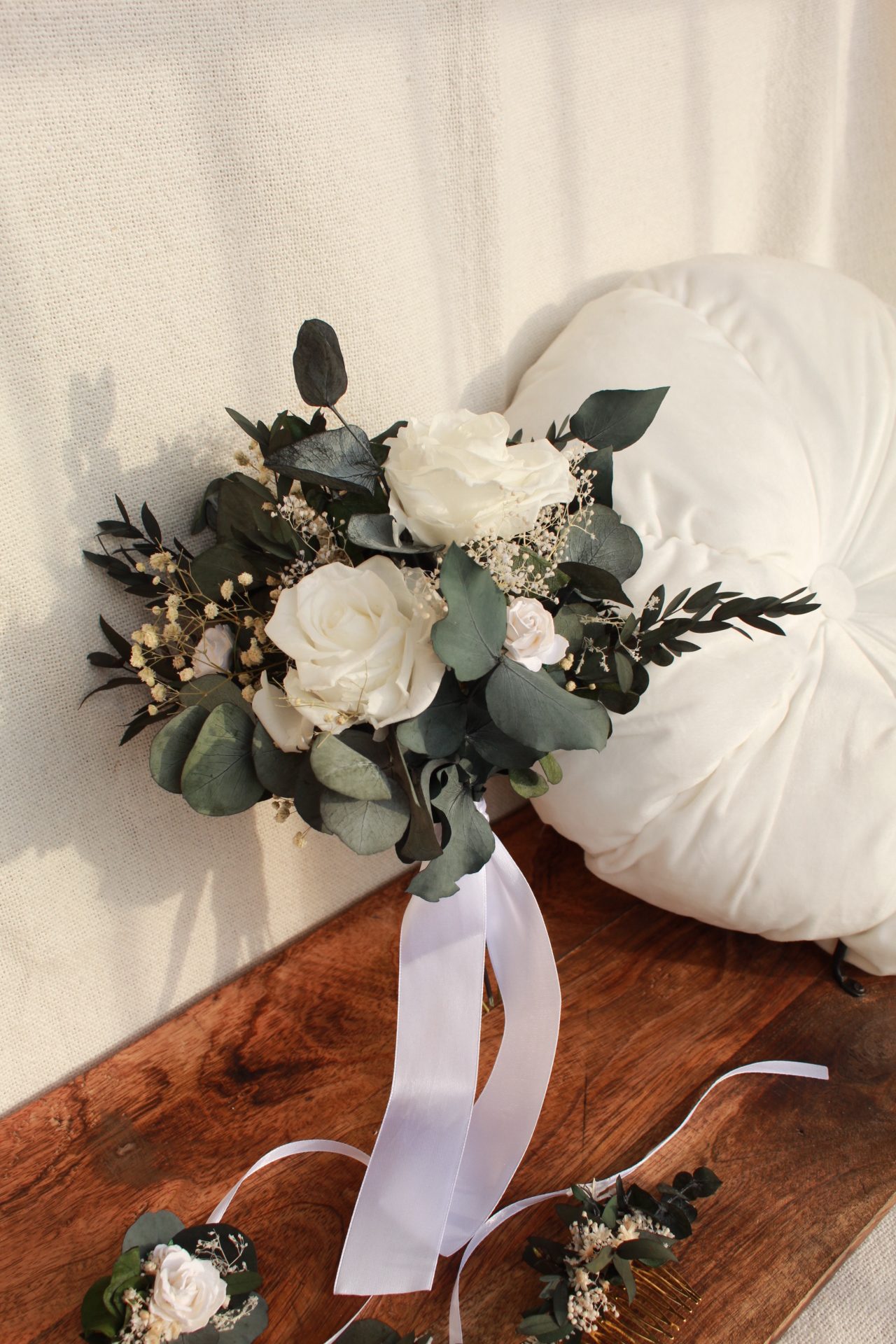 BUKIET ŚLUBNY – Eukaliptus i Róże