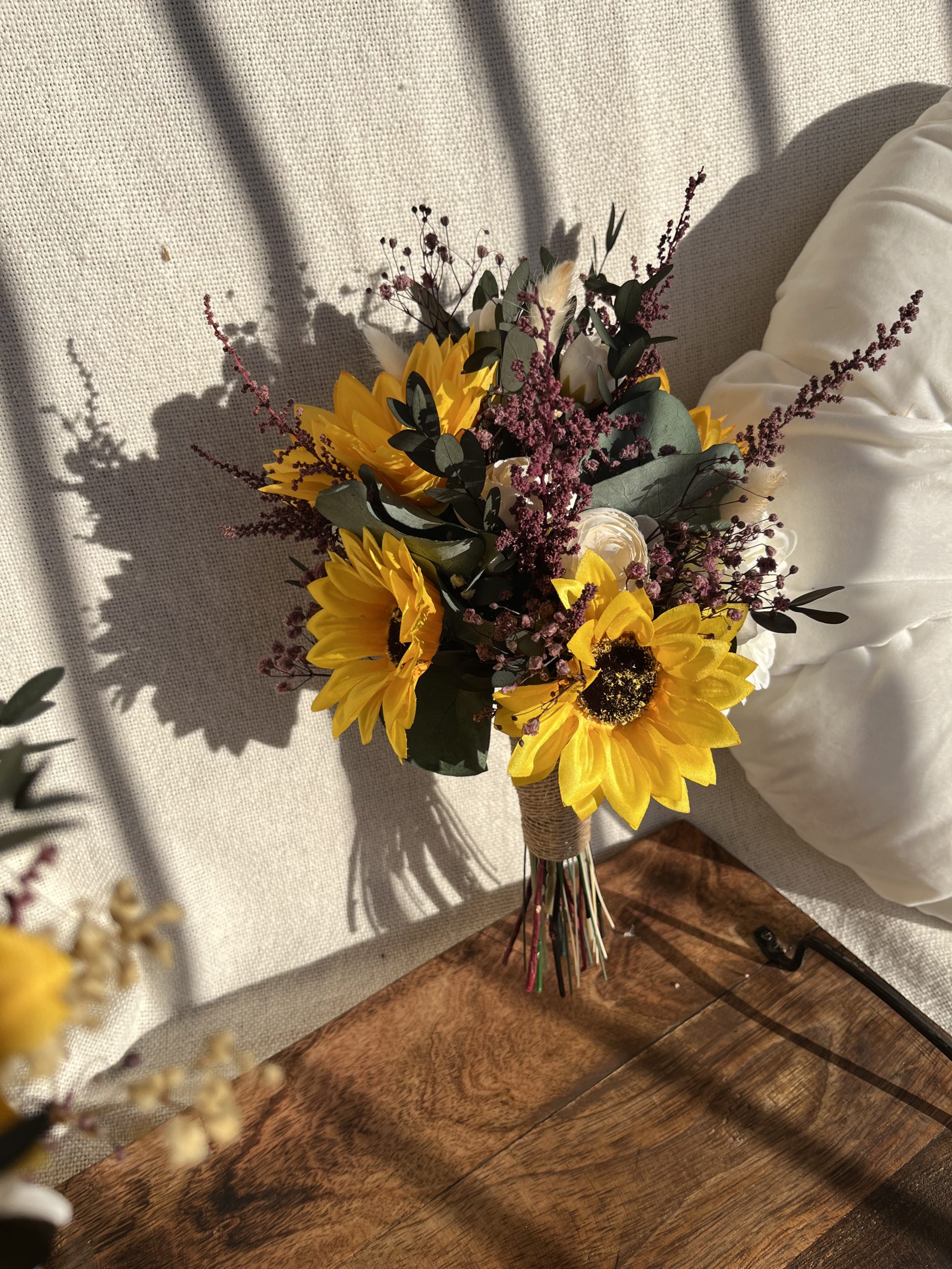 BUKIET ŚLUBNY – Rozkwitnięte Słoneczniki z wrzosami