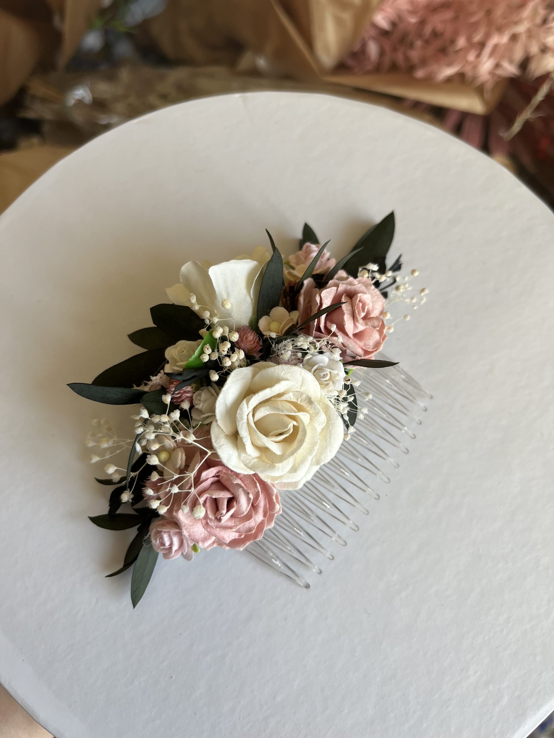 Grzebyk Kwiatowy do Włosów- Różane Lato